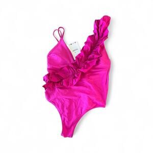 Zara Ruffle Swimsuit | Hot Pink Large